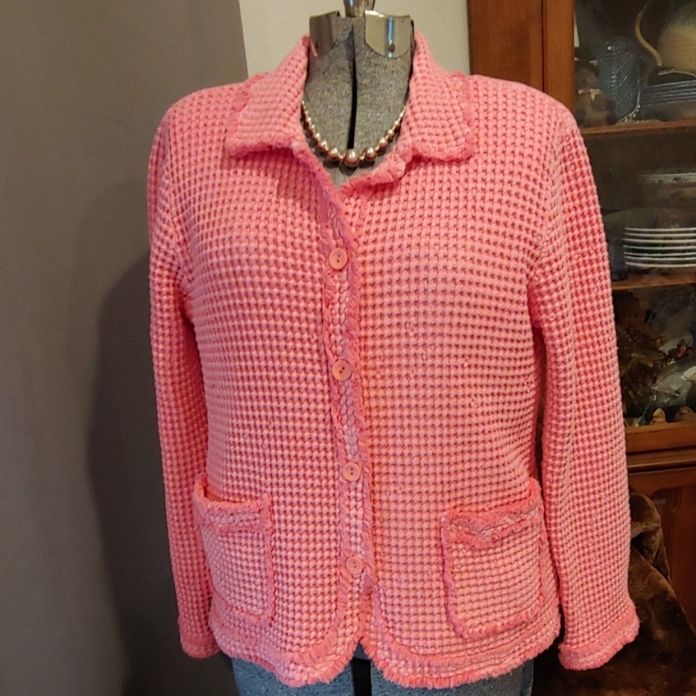 Focus 100% Cotton Fringed Pink Jacket - Picture 1 of 4